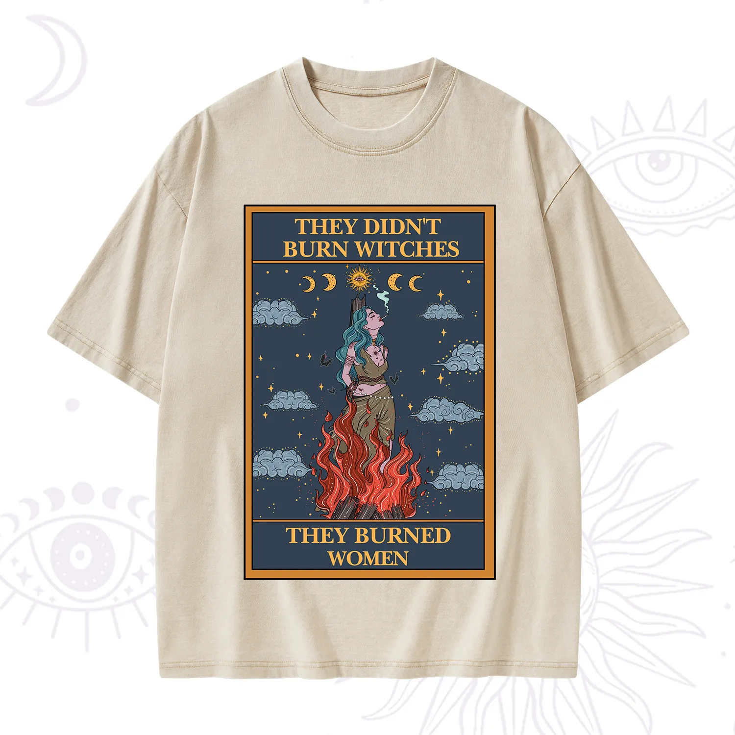 Purplehecate The They Didn't Burn Witches They Burned Women Oracle Card Washed T-Shirt