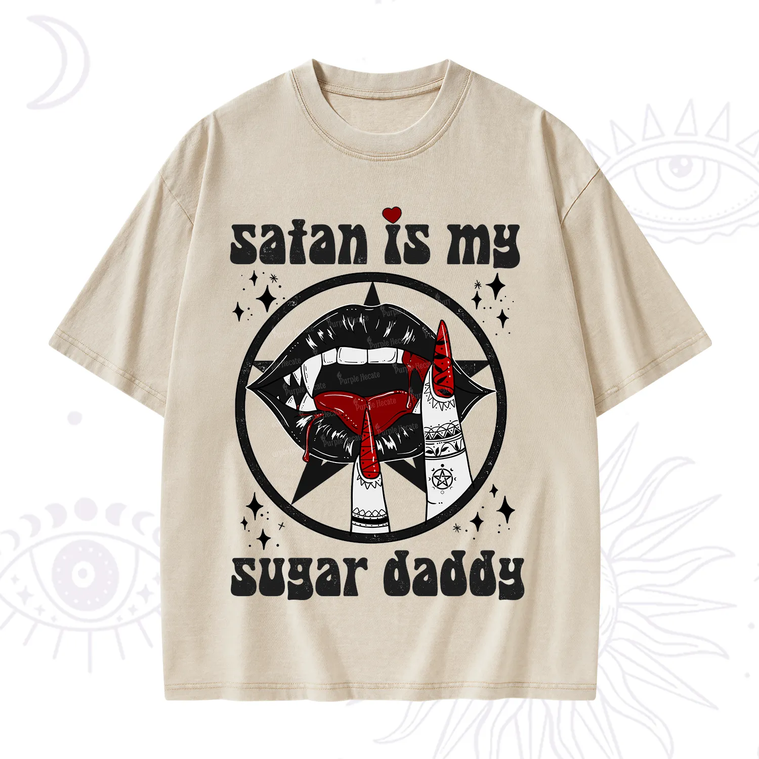 Purplehecate Satan Is My Sugar Daddy Washed T-Shirt