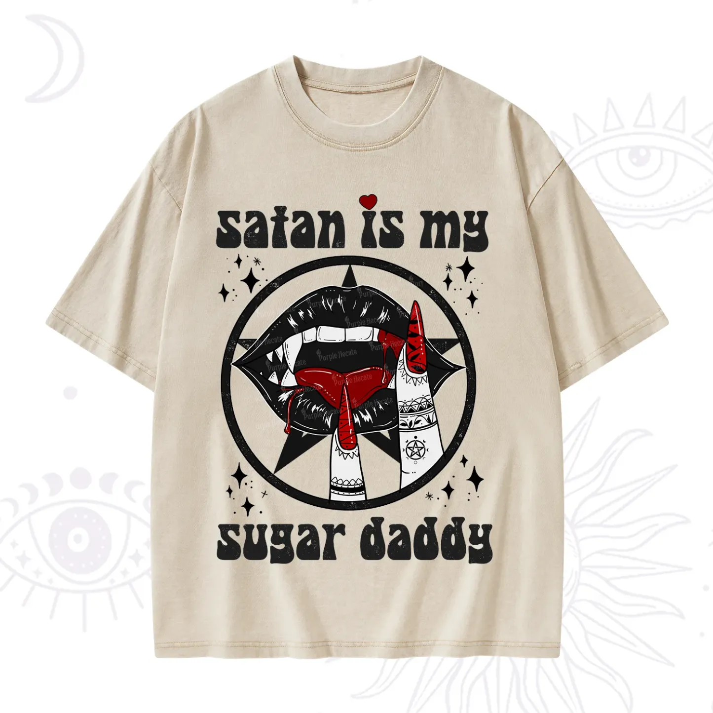 Purplehecate Satan Is My Sugar Daddy Washed T-Shirt