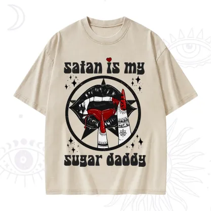 Purplehecate Satan Is My Sugar Daddy Washed T-Shirt