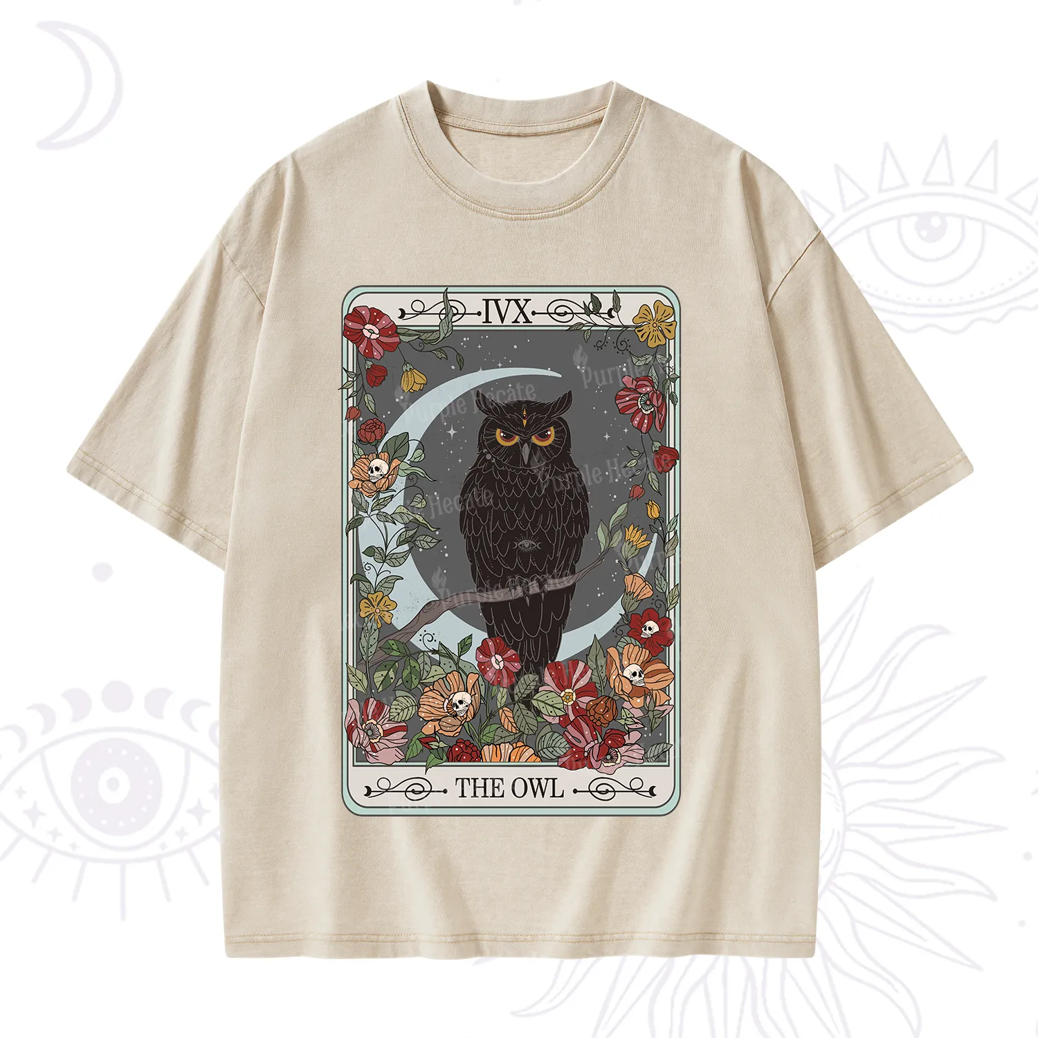 Purplehecate The Owl Tarot Washed T-Shirt