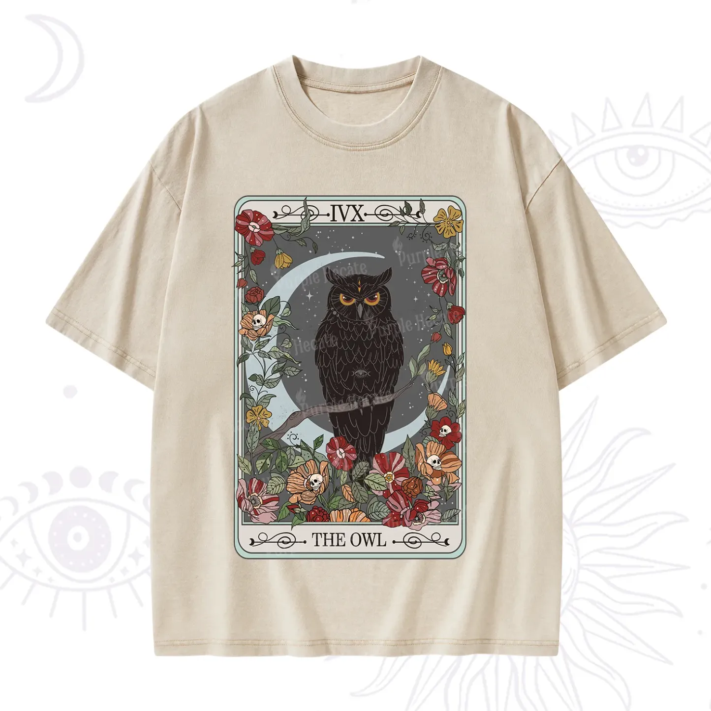 Purplehecate The Owl Tarot Washed T-Shirt
