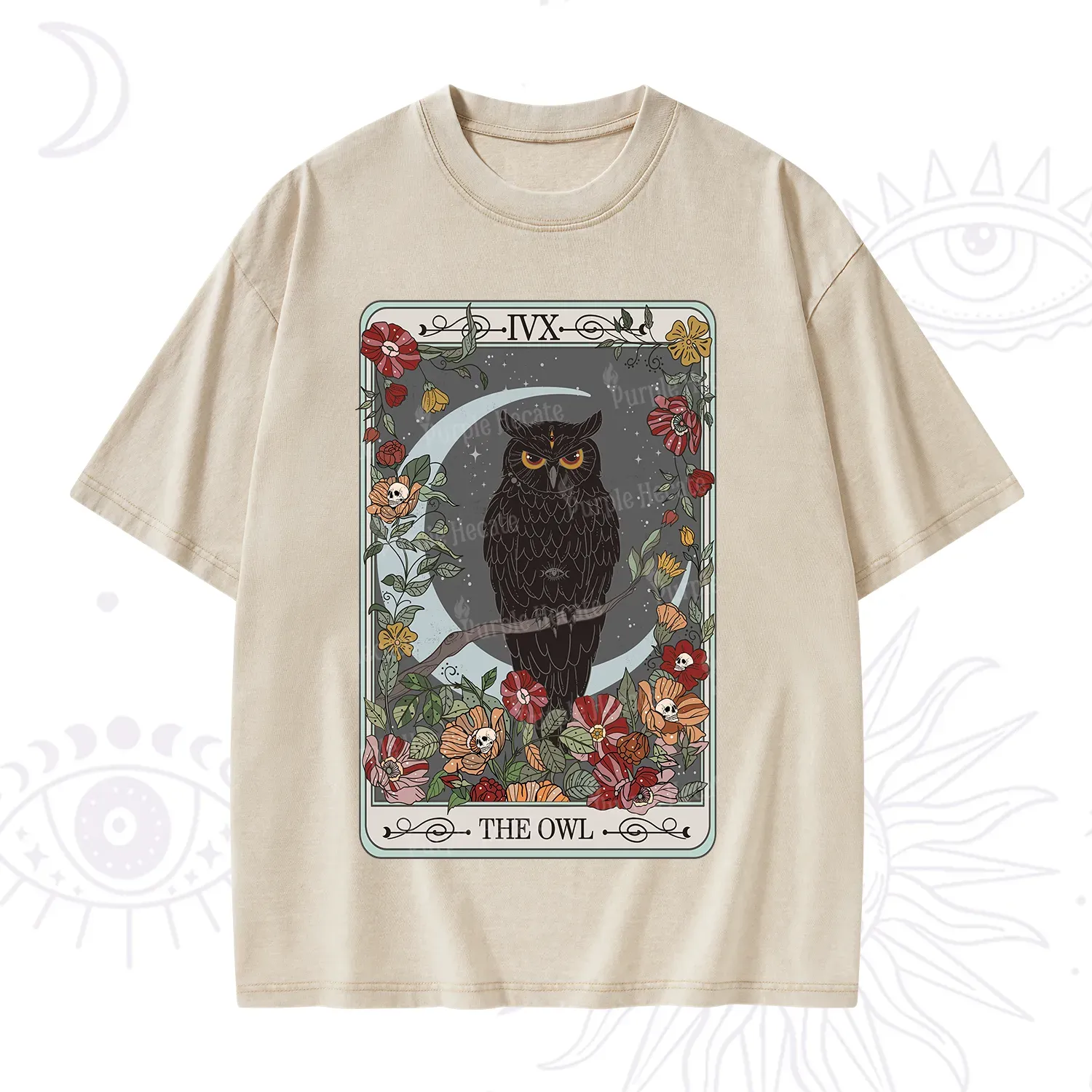 Purplehecate The Owl Tarot Washed T-Shirt