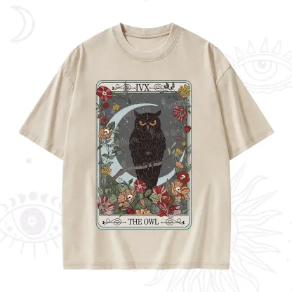 Purplehecate The Owl Tarot Washed T-Shirt