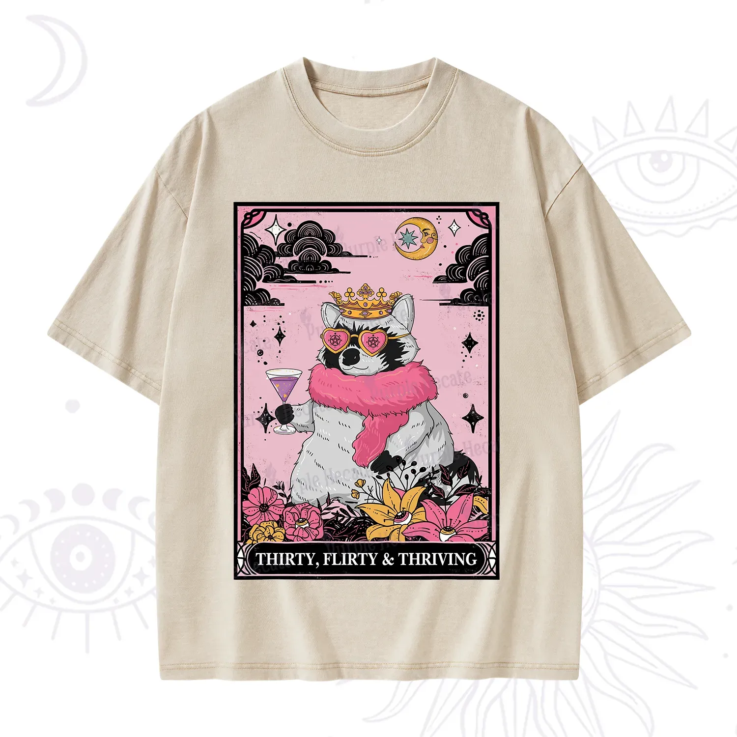 Purplehecate The Thirty Flirty Thriving Oracle Card Washed T-Shirt