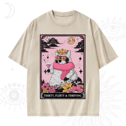 Purplehecate The Thirty Flirty Thriving Oracle Card Washed T-Shirt