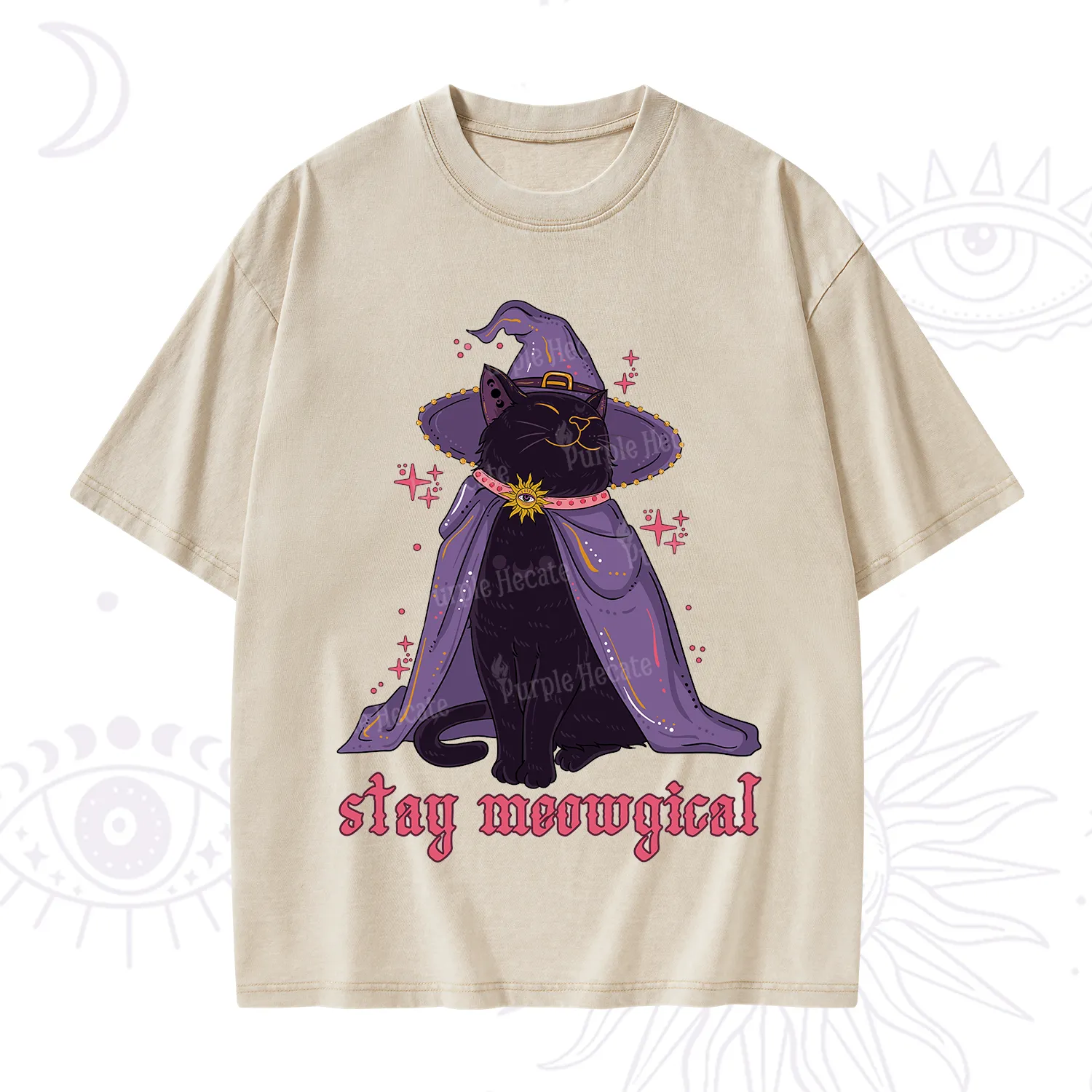 Purplehecate Stay Meowgical Cat Washed T-Shirt