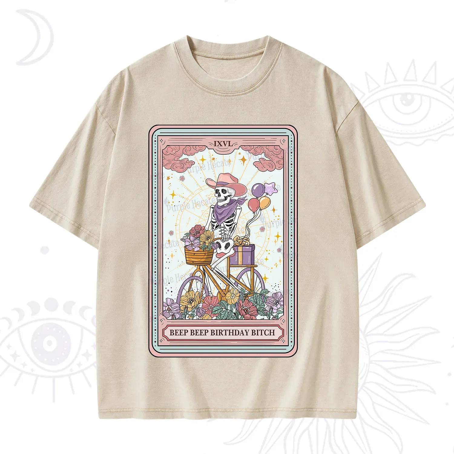 Purplehecate The Beep Beep Birthday Bitch Tarot Washed T-Shirt