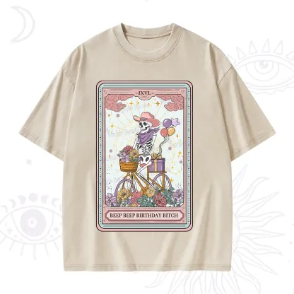 Purplehecate The Beep Beep Birthday Bitch Tarot Washed T-Shirt