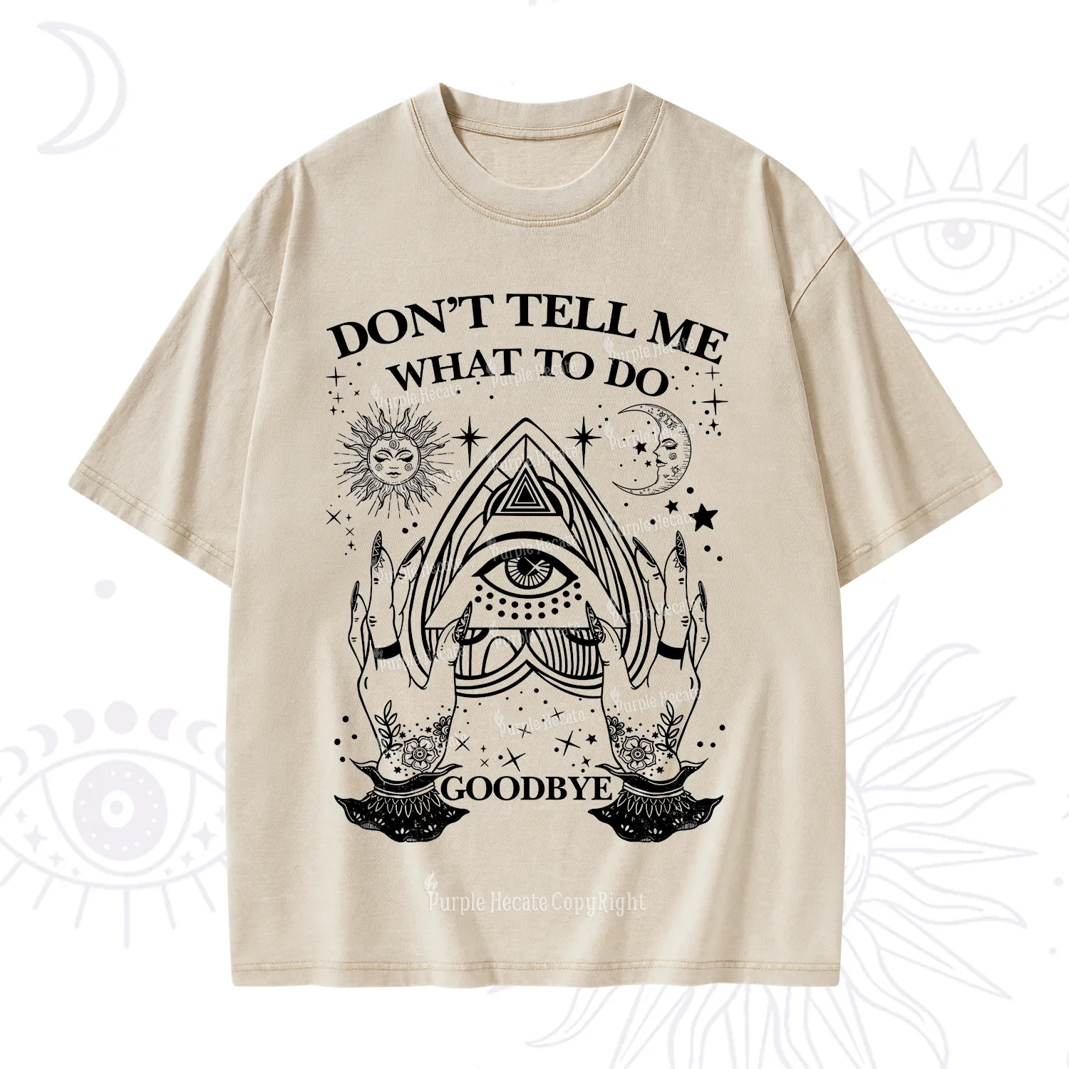 Purplehecate Don't Tell Me What To Do Witch Planchette Eye Washed T-Shirt