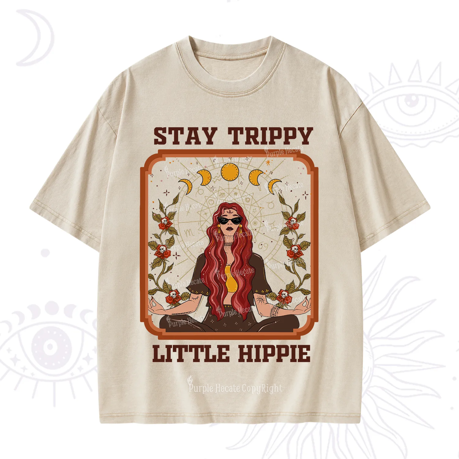 Purplehecate Stay Trippy Little Witchy Hippie Washed T-Shirt