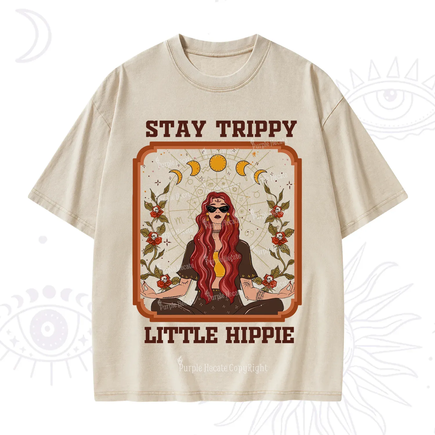 Purplehecate Stay Trippy Little Witchy Hippie Washed T-Shirt