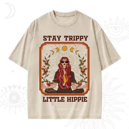 Purplehecate Stay Trippy Little Witchy Hippie Washed T-Shirt