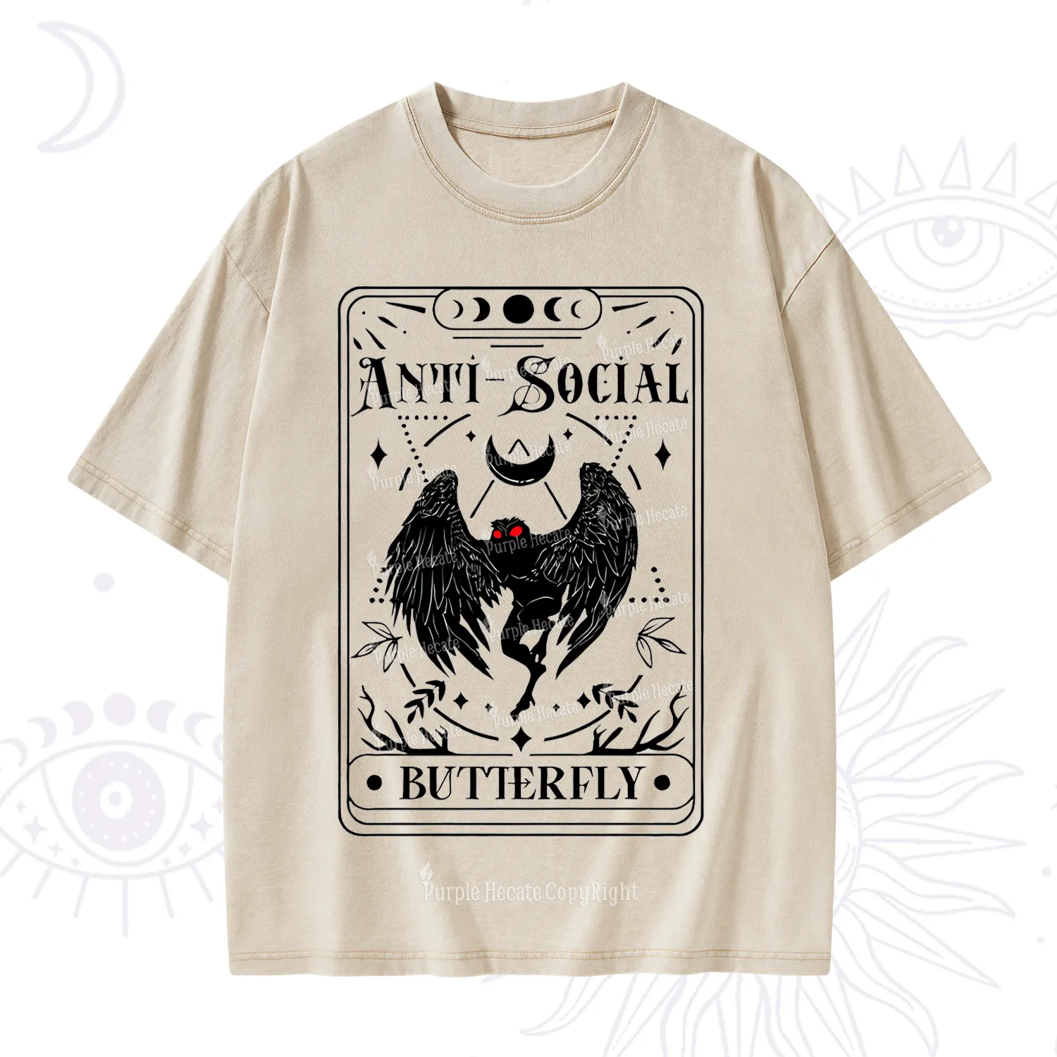 Purplehecate The Antisocial Butterfly Oracle Card Washed T-Shirt