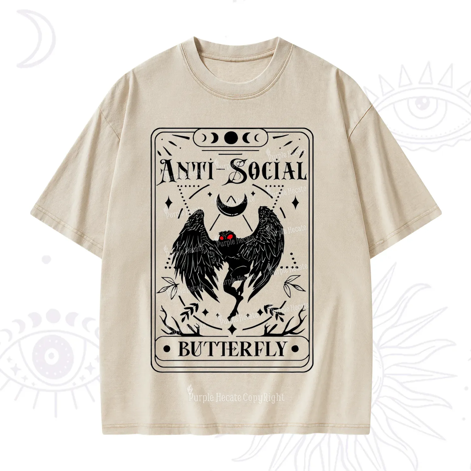 Purplehecate The Antisocial Butterfly Oracle Card Washed T-Shirt