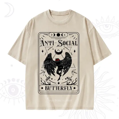 Purplehecate The Antisocial Butterfly Oracle Card Washed T-Shirt