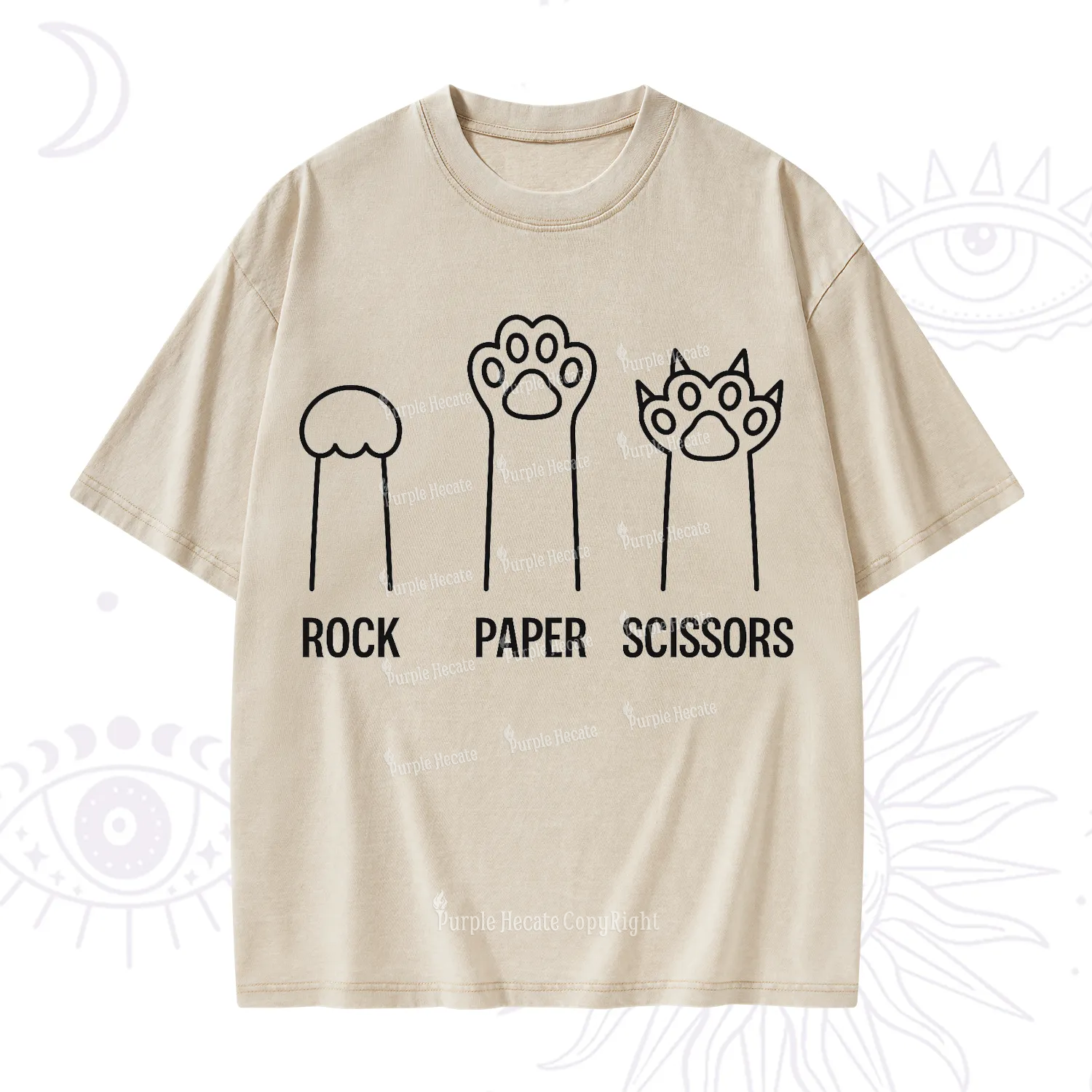 Purplehecate Rock Paper Scissors Cat Paw Edition Washed T-Shirt