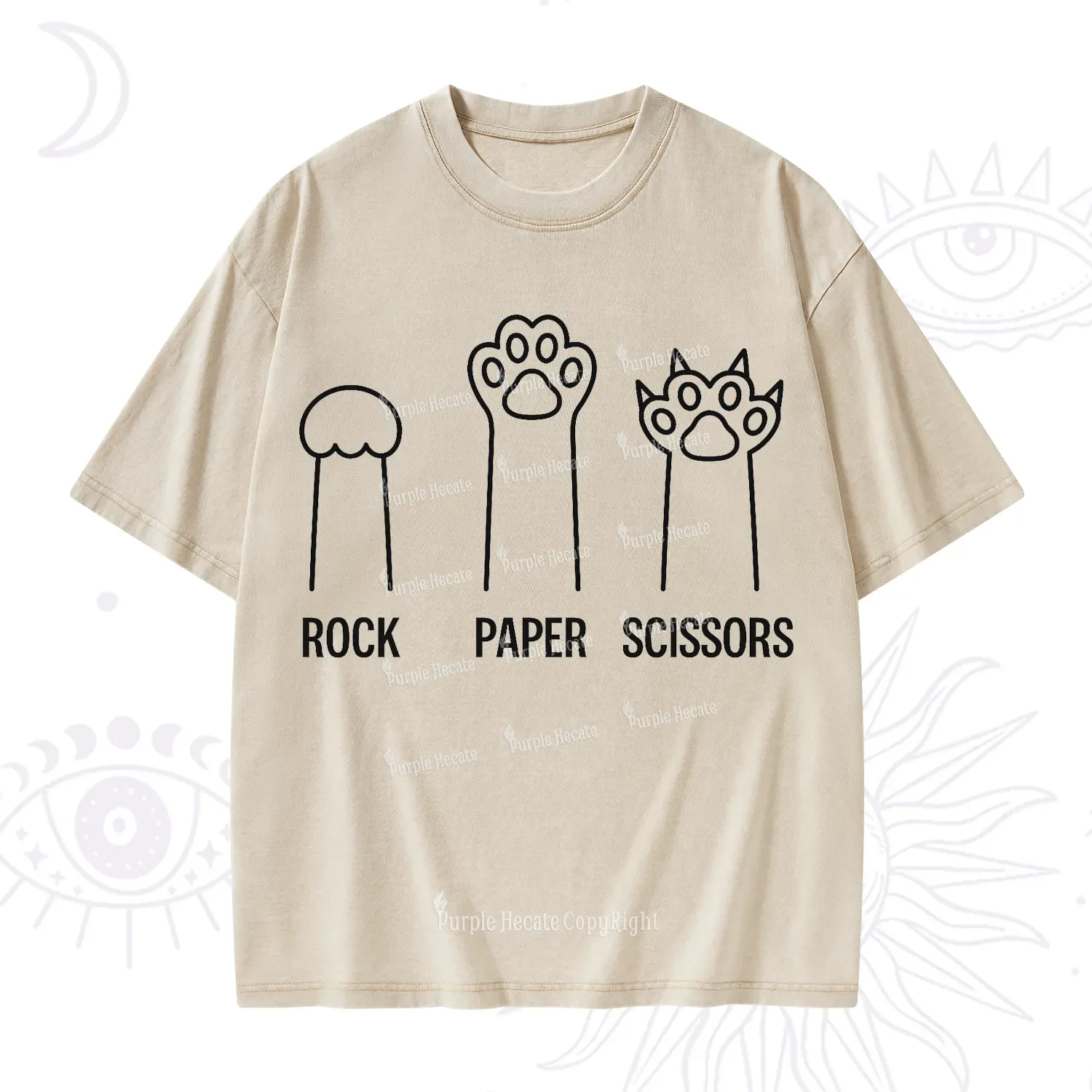 Purplehecate Rock Paper Scissors Cat Paw Edition Washed T-Shirt