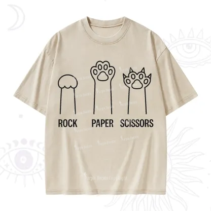Purplehecate Rock Paper Scissors Cat Paw Edition Washed T-Shirt