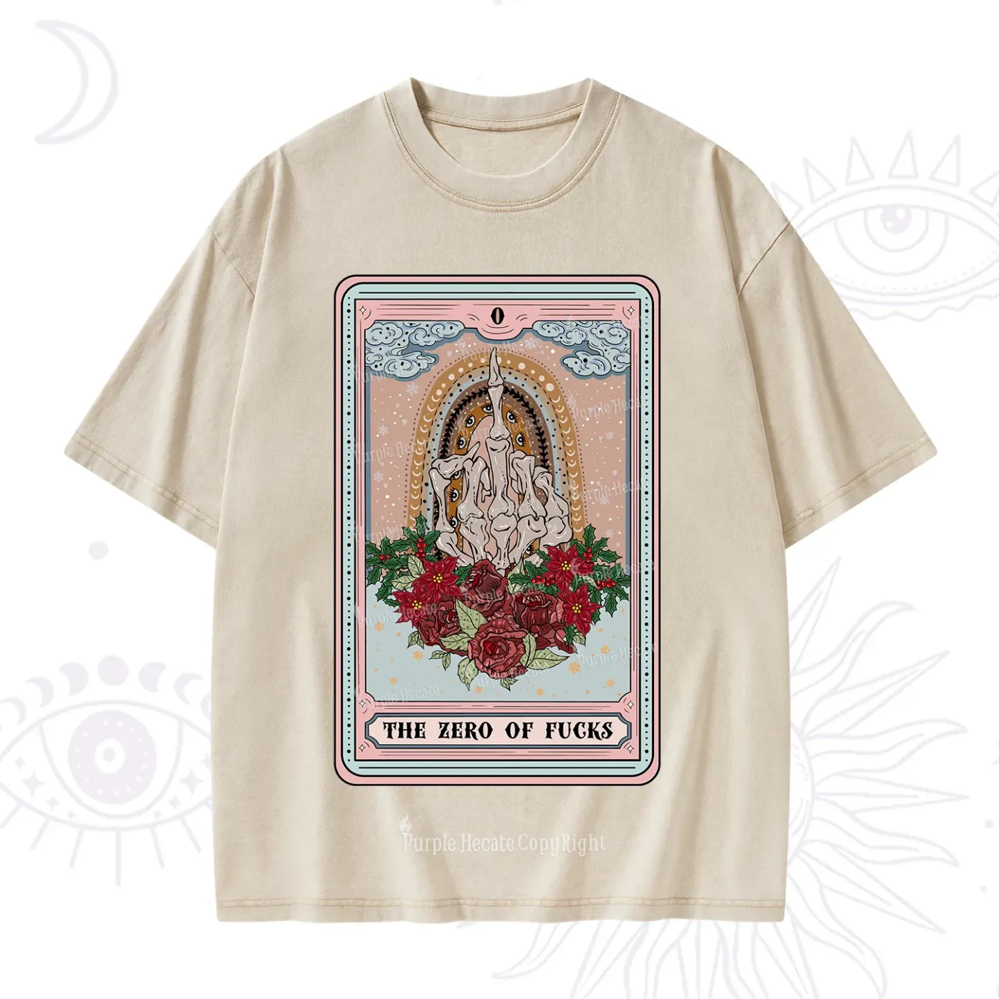 Purplehecate The Zero Of Fucks Tarot Christmas Washed T-Shirt