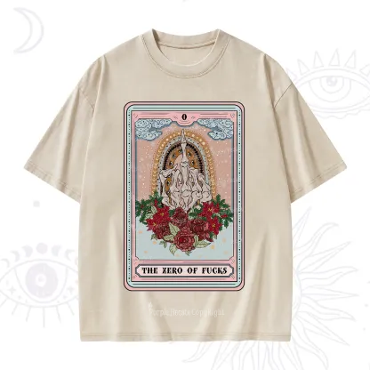 Purplehecate The Zero Of Fucks Tarot Christmas Washed T-Shirt