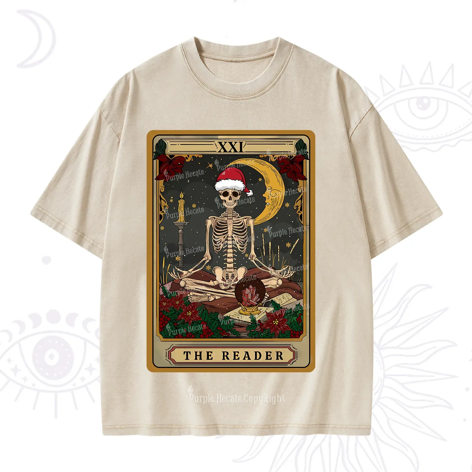 Purplehecate The Reader Tarot Christmas Washed T-Shirt