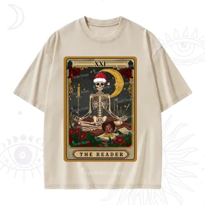 Purplehecate The Reader Tarot Christmas Washed T-Shirt