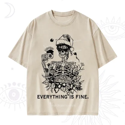 Purplehecate Everything Is Fine Christmas Washed T-Shirt