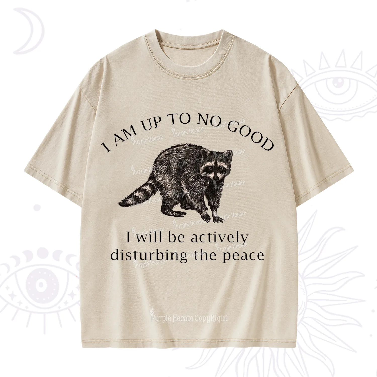 Purplehecate Trash Raccoon Backyard Wildlife Washed T-Shirt