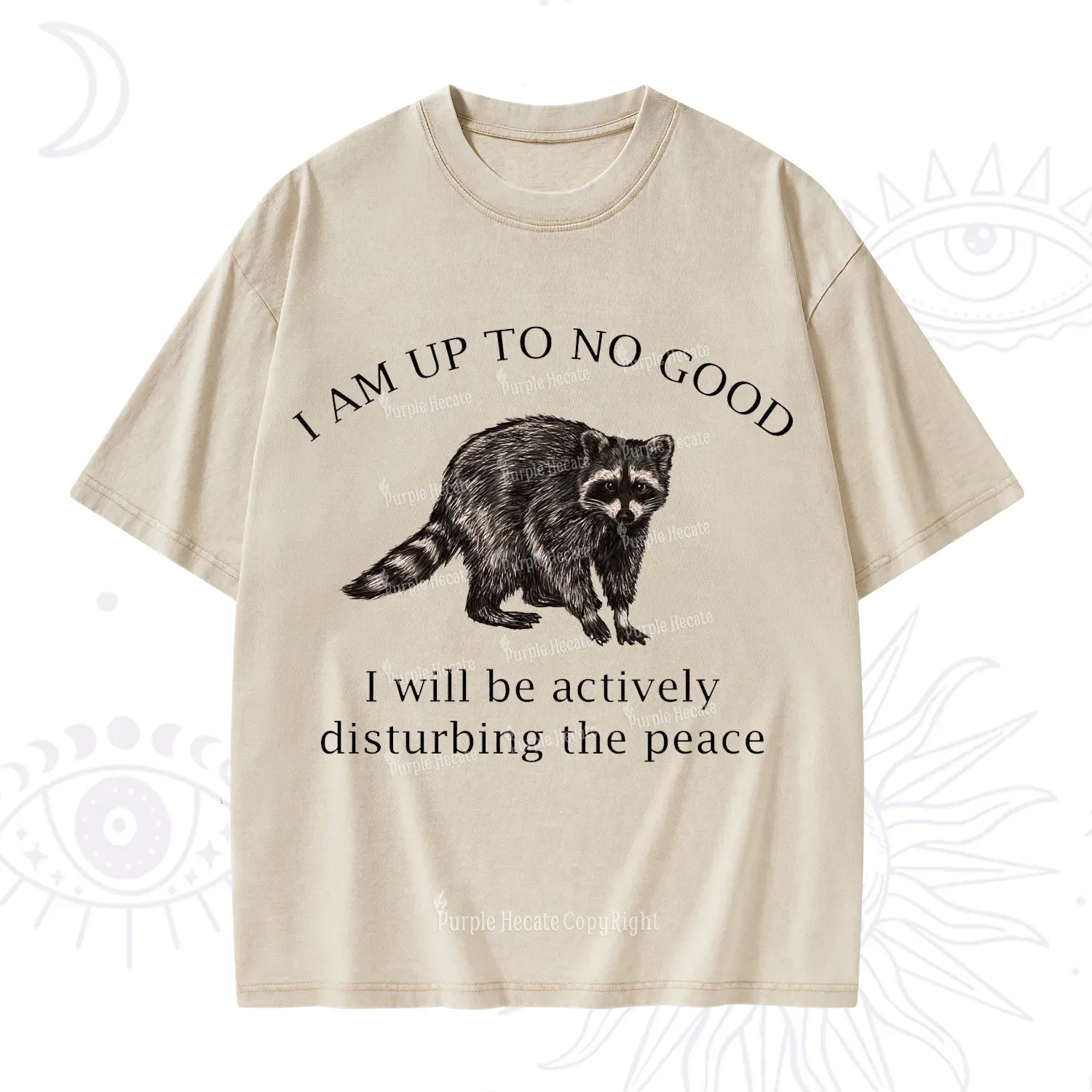 Purplehecate Trash Raccoon Backyard Wildlife Washed T-Shirt