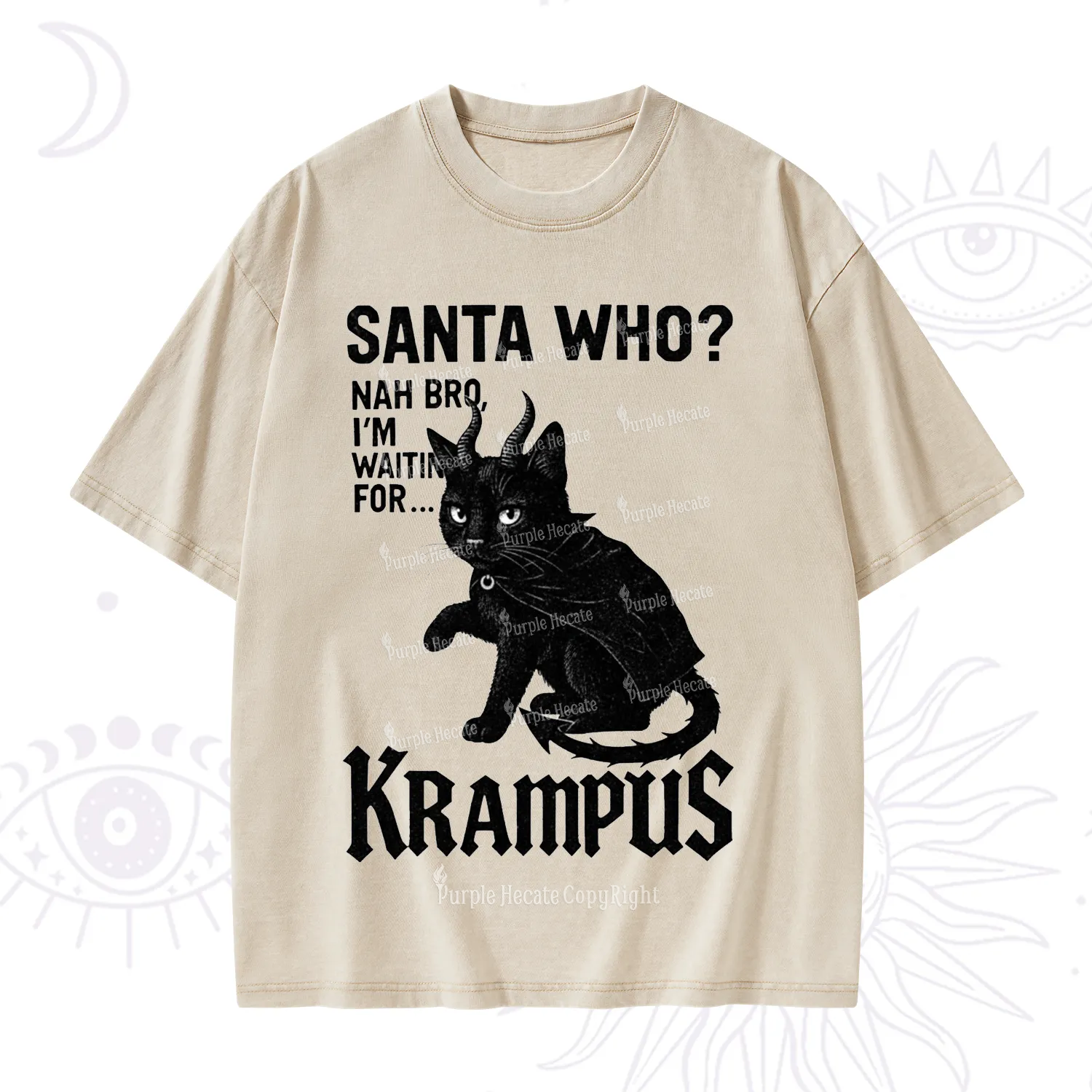 Purplehecate Santa Who? Nah Bro I'm Waiting for Krampus Christmas Washed T-Shirt