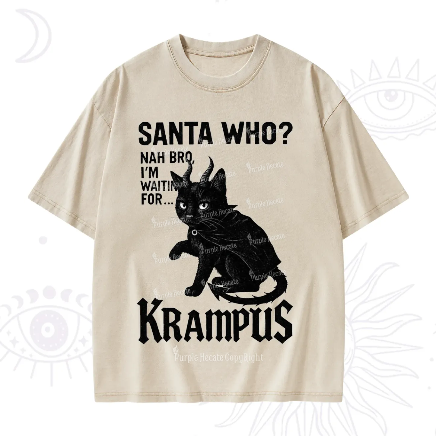 Purplehecate Santa Who? Nah Bro I'm Waiting for Krampus Christmas Washed T-Shirt