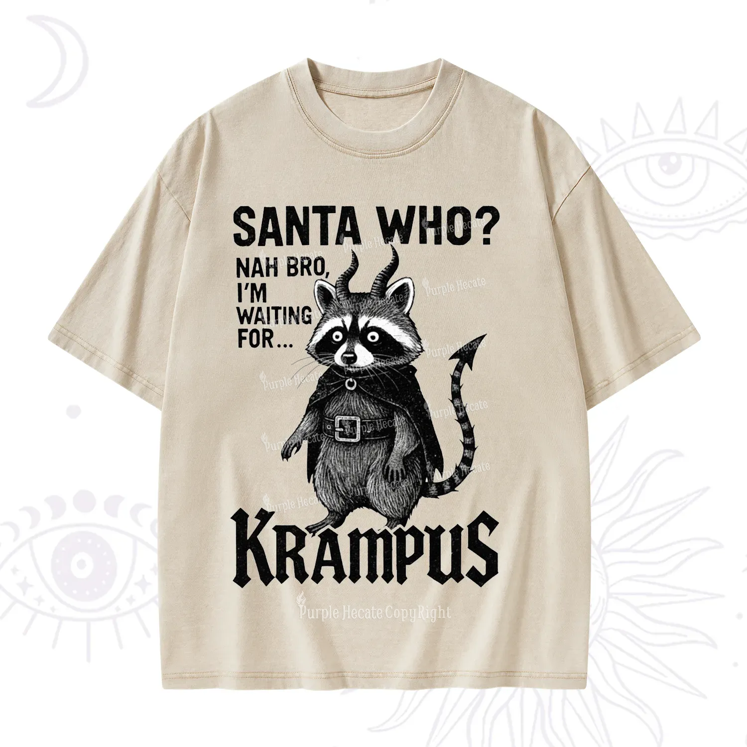 Purplehecate Santa Who? Nah Bro I'm Waiting for Krampus Christmas Washed T-Shirt
