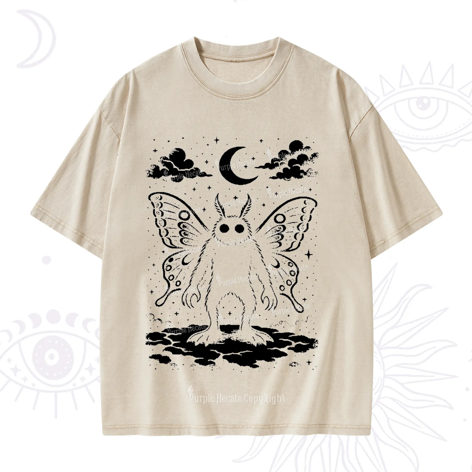 Purplehecate Celestial Cryptid Mothman Washed T-Shirt