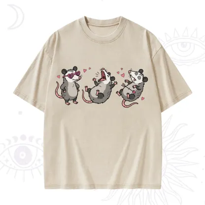 Purplehecate Funny Opossum Valentine Washed T-Shirt