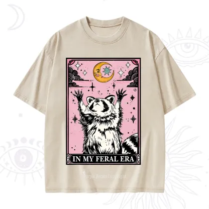 Purplehecate The In My Feral Era Tarot Raccoon Washed T-Shirt