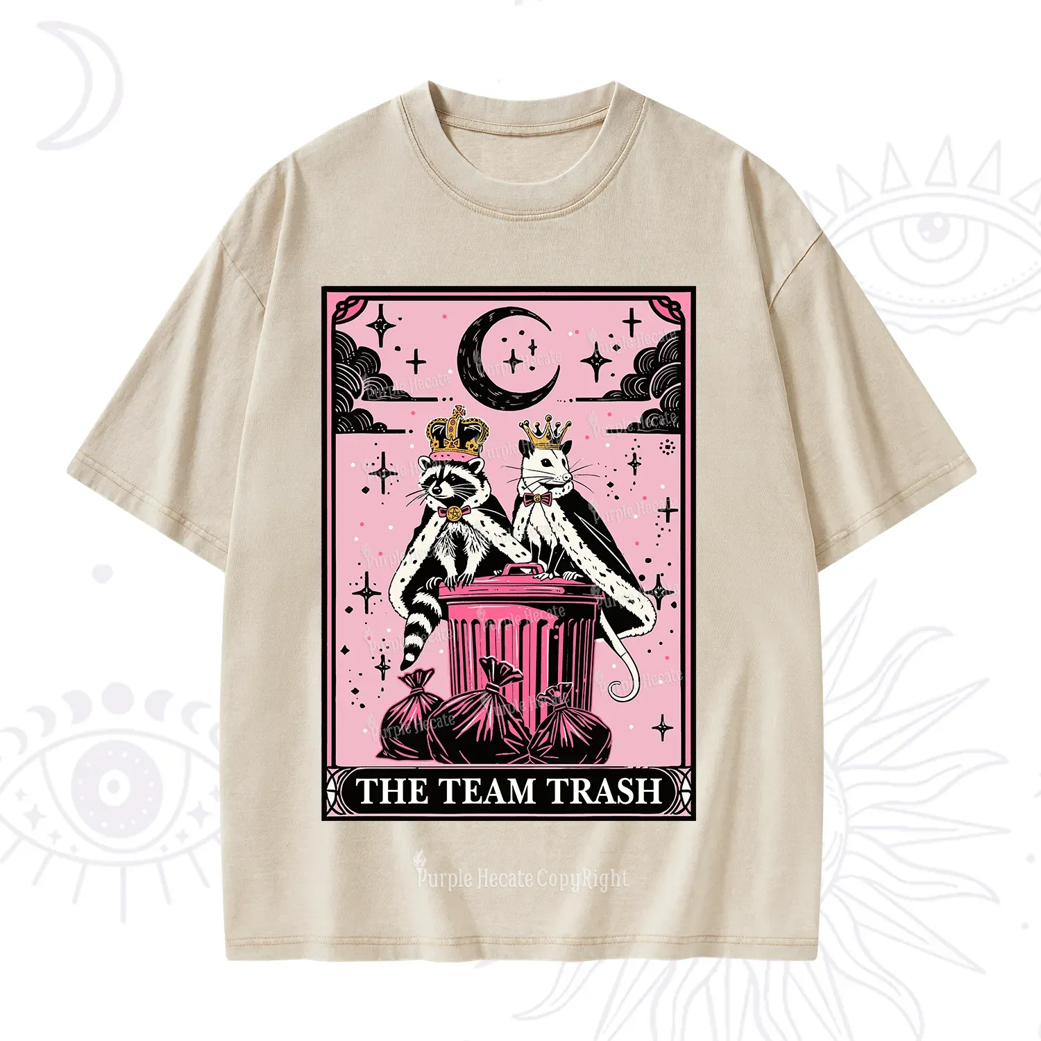 Purplehecate The Trash Kingdom's Tarot Opossum and Raccoon Washed T-Shirt
