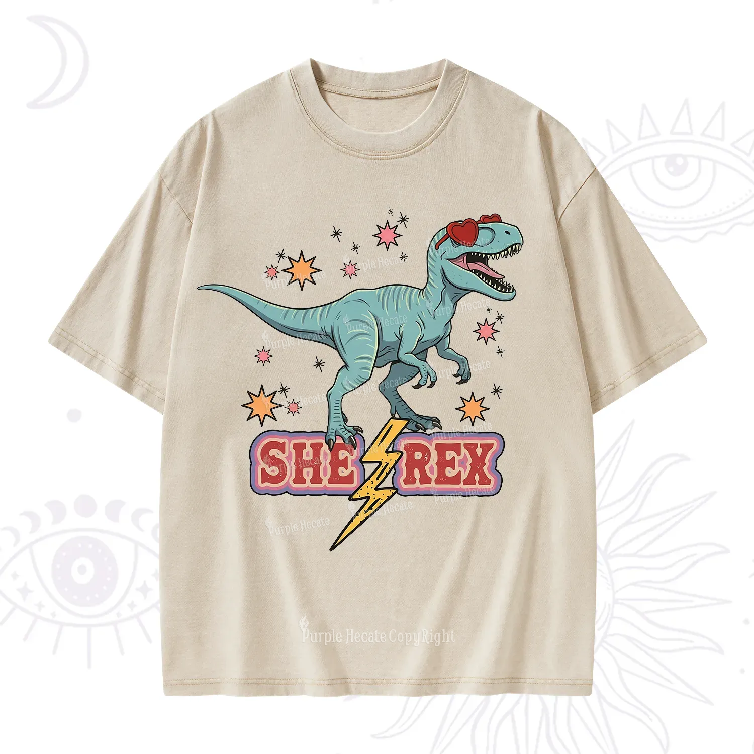 Purplehecate She Rex Dinosaur Washed T-Shirt