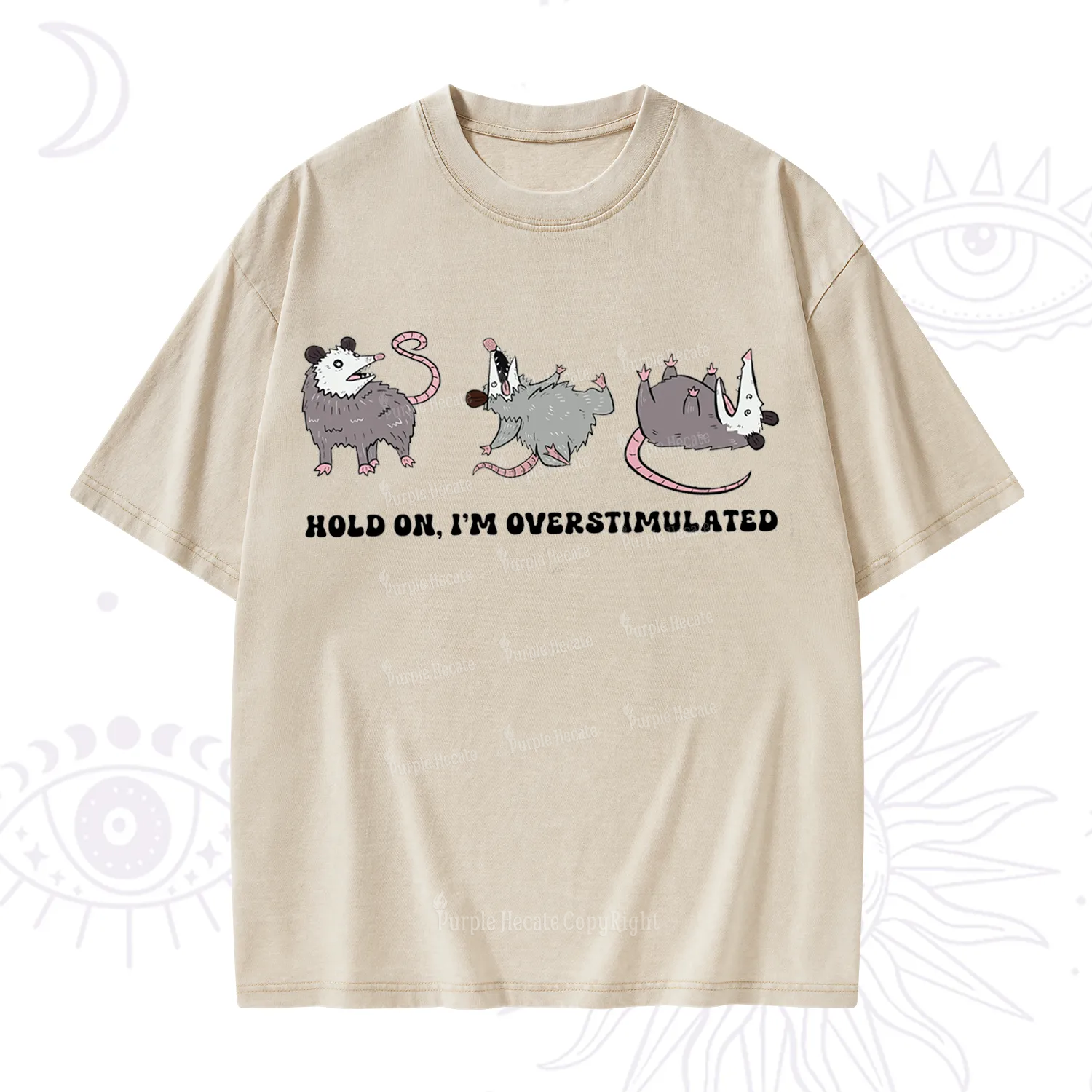 Purplehecate Hold On I'm Overstimulated Washed T-Shirt