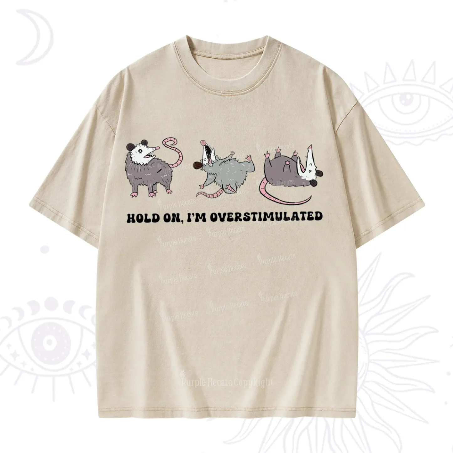 Purplehecate Hold On I'm Overstimulated Washed T-Shirt
