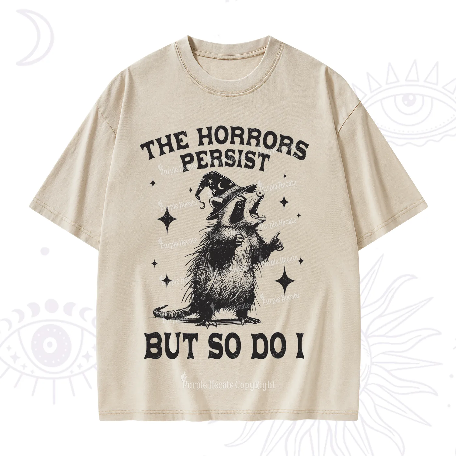 Purplehecate The Horrors Persist But So Do I Washed T-Shirt