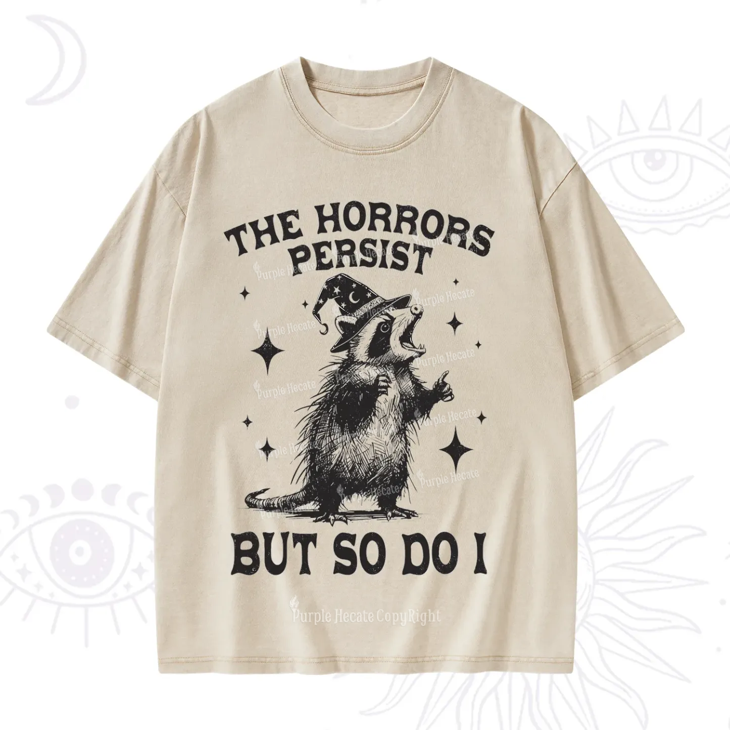 Purplehecate The Horrors Persist But So Do I Washed T-Shirt