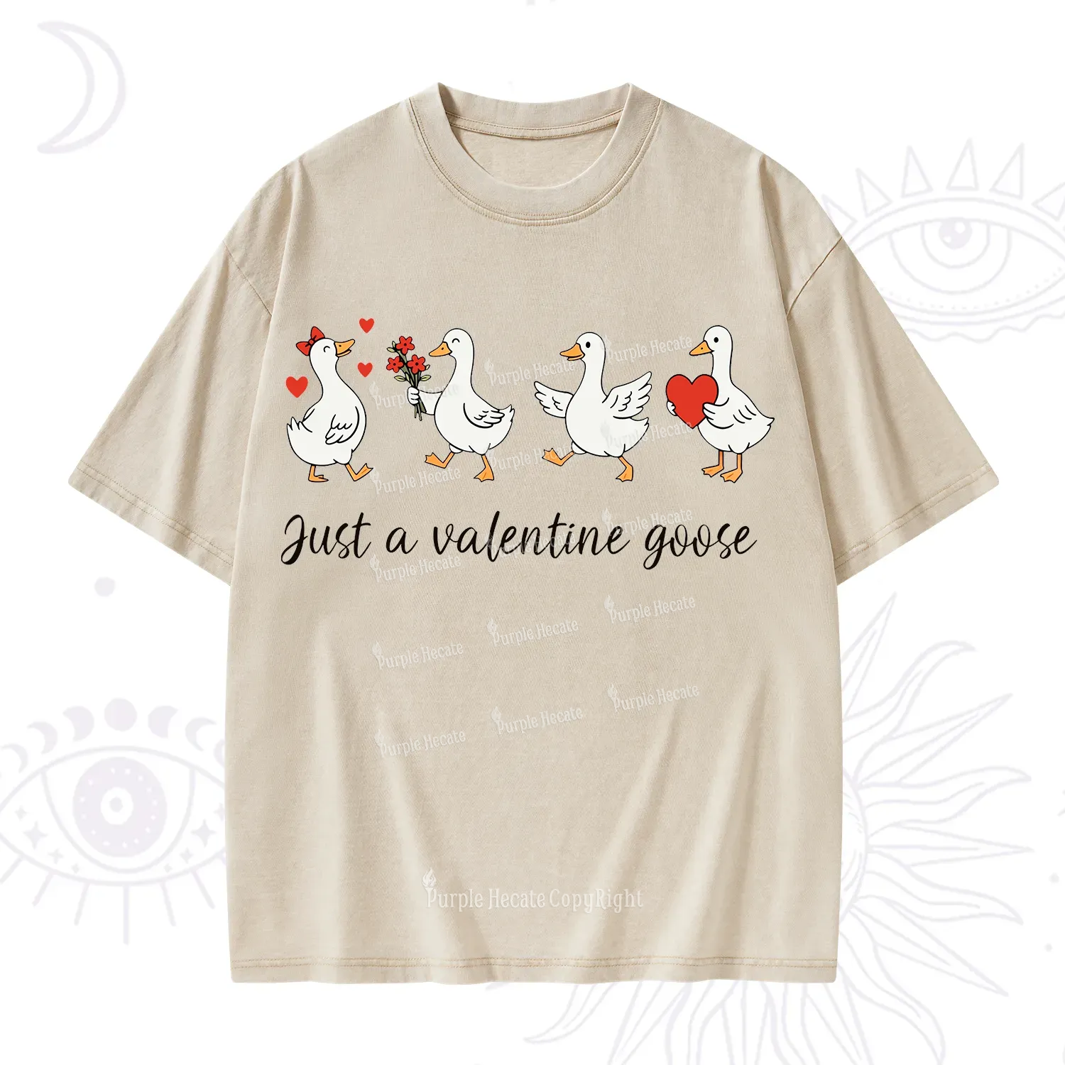 Purplehecate Just A Valentine Goose Valentine Washed T-Shirt