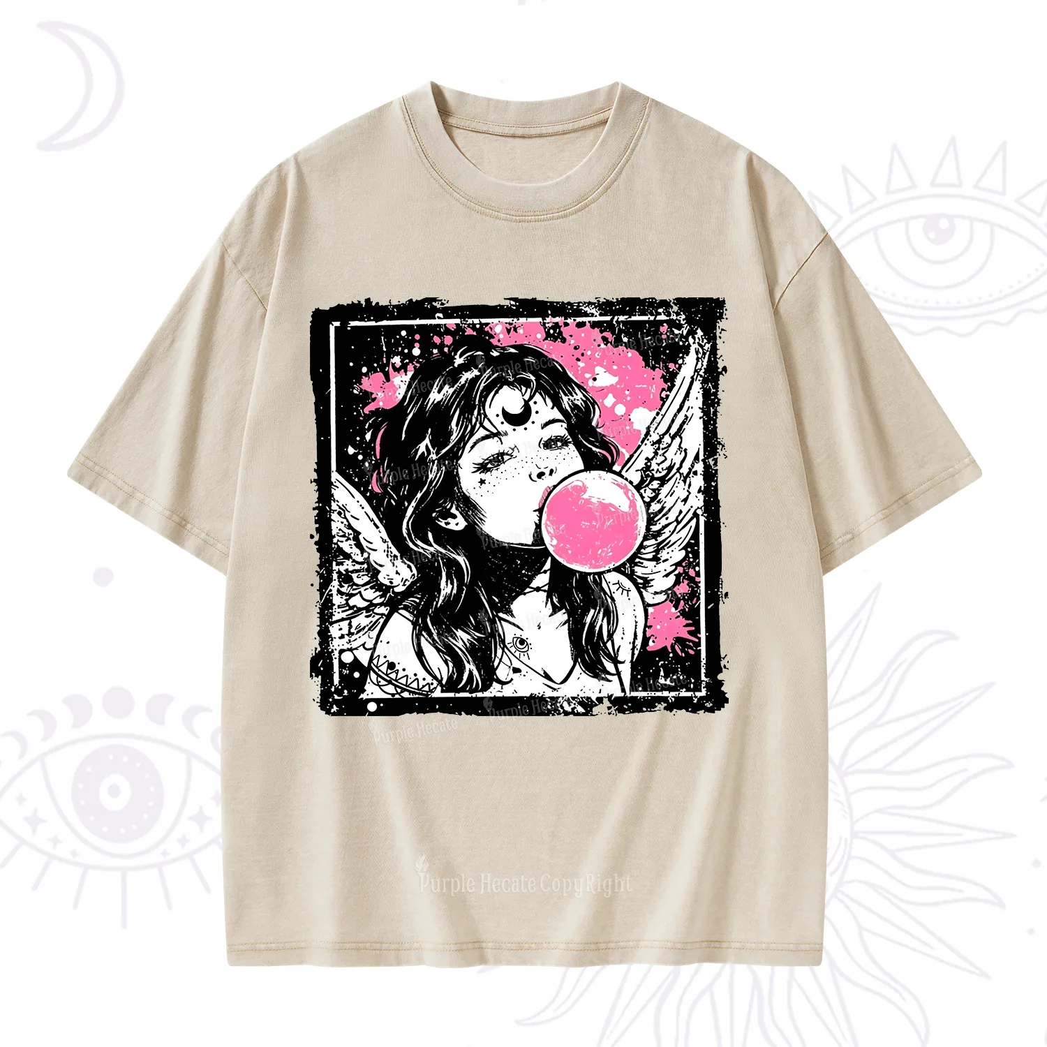 Purplehecate Grunge Angel with Bubblegum Washed T-Shirt