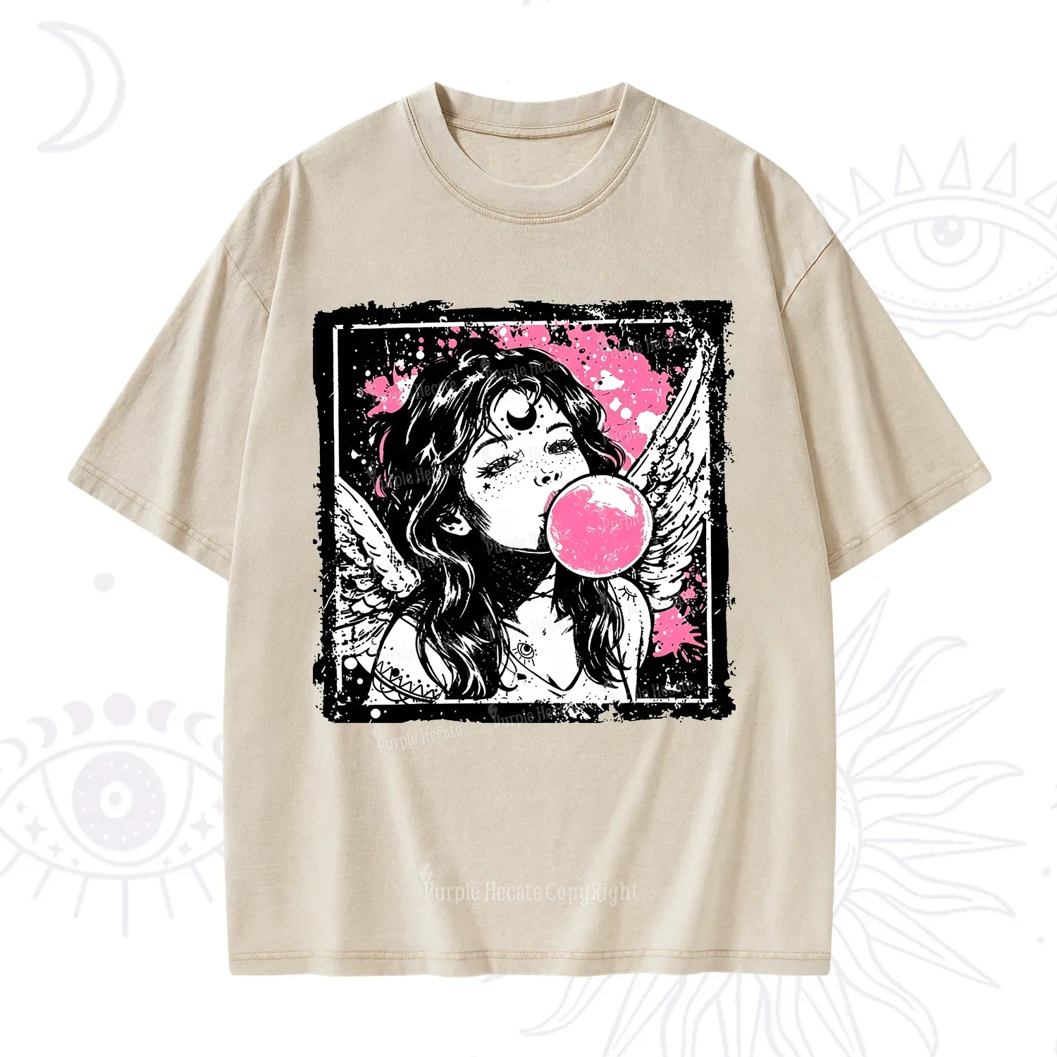 Purplehecate Grunge Angel with Bubblegum Washed T-Shirt