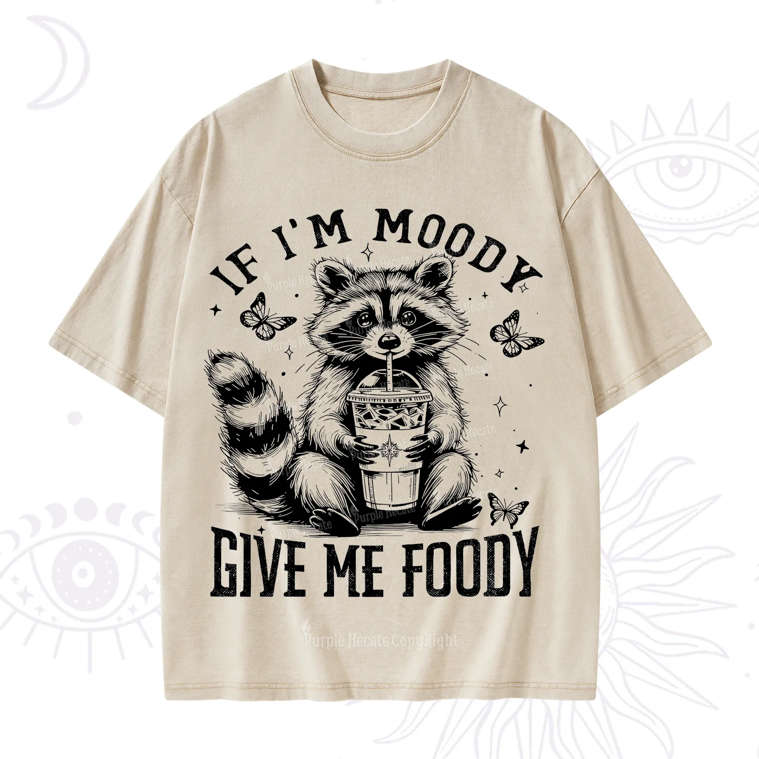 Purplehecate If I'm Moody Give Me Foody Washed T-Shirt