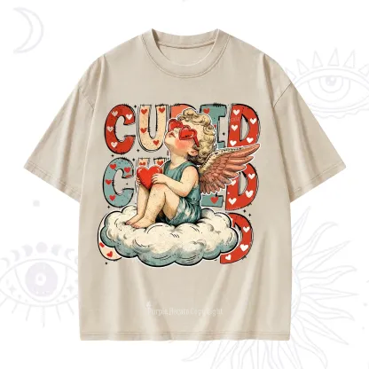 Purplehecate Retro Cupid Vibes Valentine Washed T-Shirt