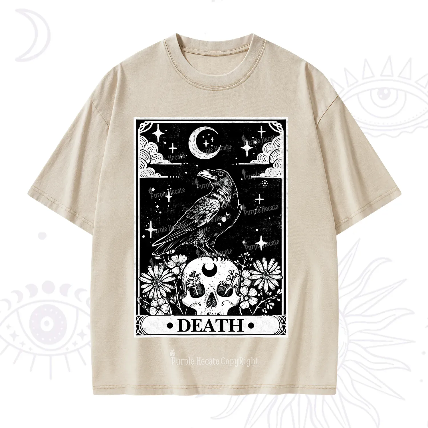 Purplehecate The Crow Death Tarot Washed T-Shirt