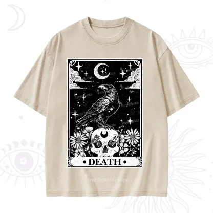 Purplehecate The Crow Death Tarot Washed T-Shirt