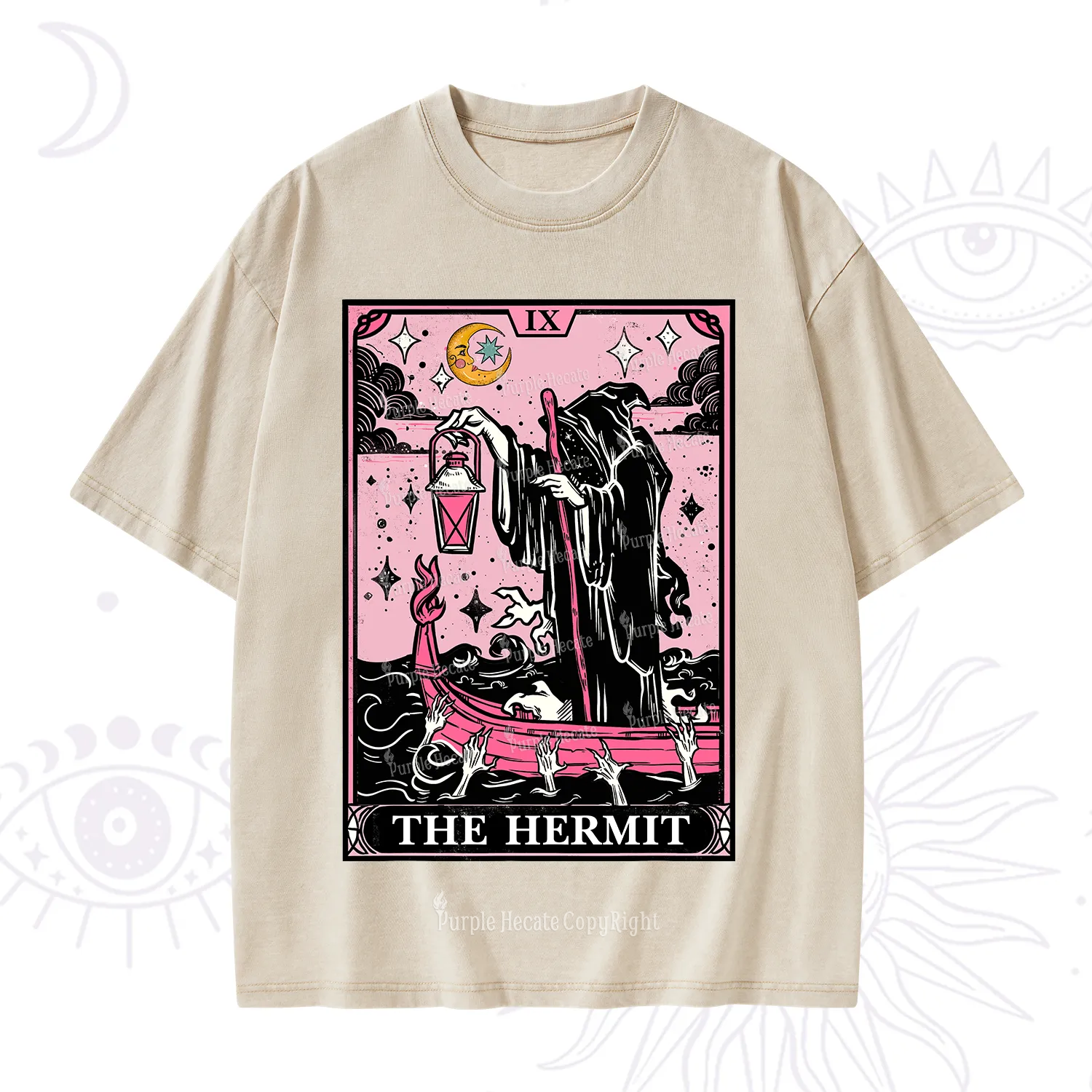 Purplehecate The Hermit Tarot Card Washed T-Shirt